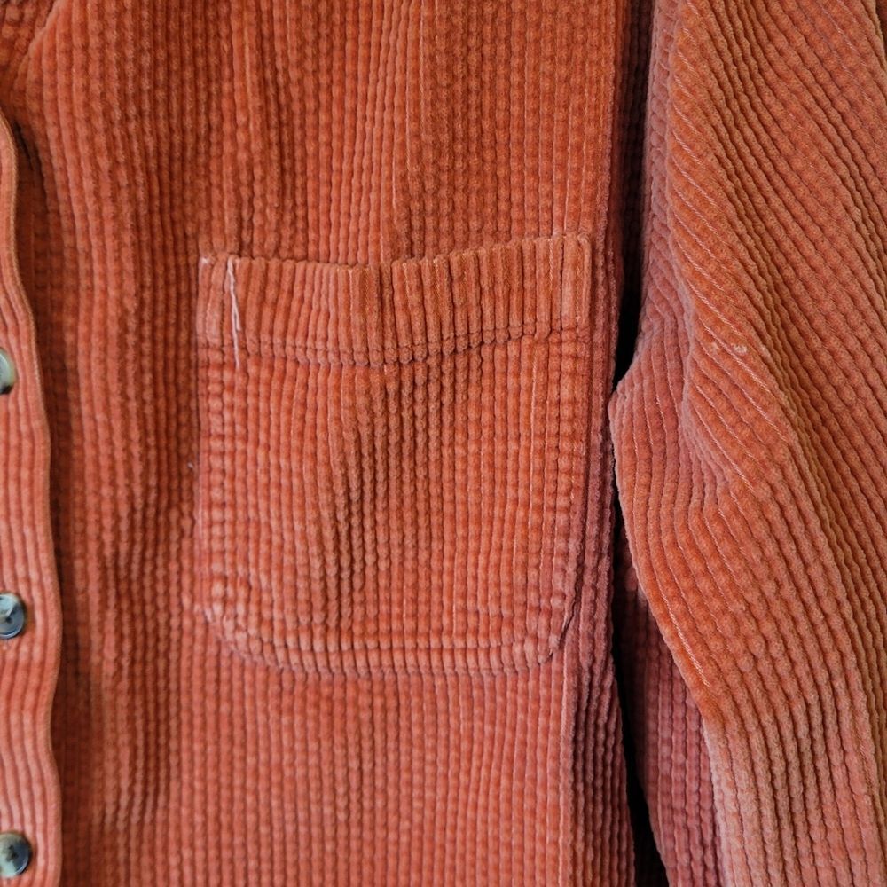 L.L. Bean Vintage Rust Orange Corduroy Button Front Top Women's Size LP - Picture 4 of 6